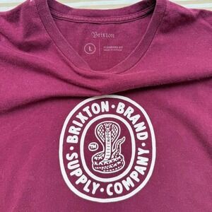 Brixton Brand Snake Logo Burgundy Tshirt Streetwear Skate Mens Size Large Tee